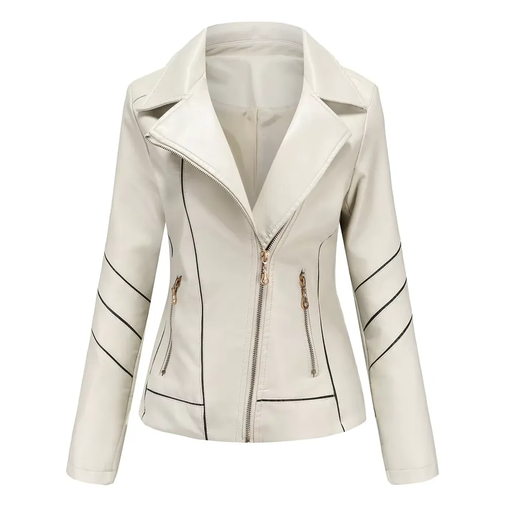 2024 Leather Jacket Women's Thin PU Short Coat Spring and Autumn Jacket Motorcycle Suit Women's New Style - Image 6