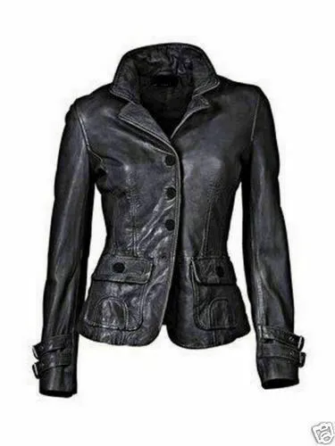 New Women's Biker Genuine Lambskin Soft Leather Motorcycle Slim fit Biker Jacket