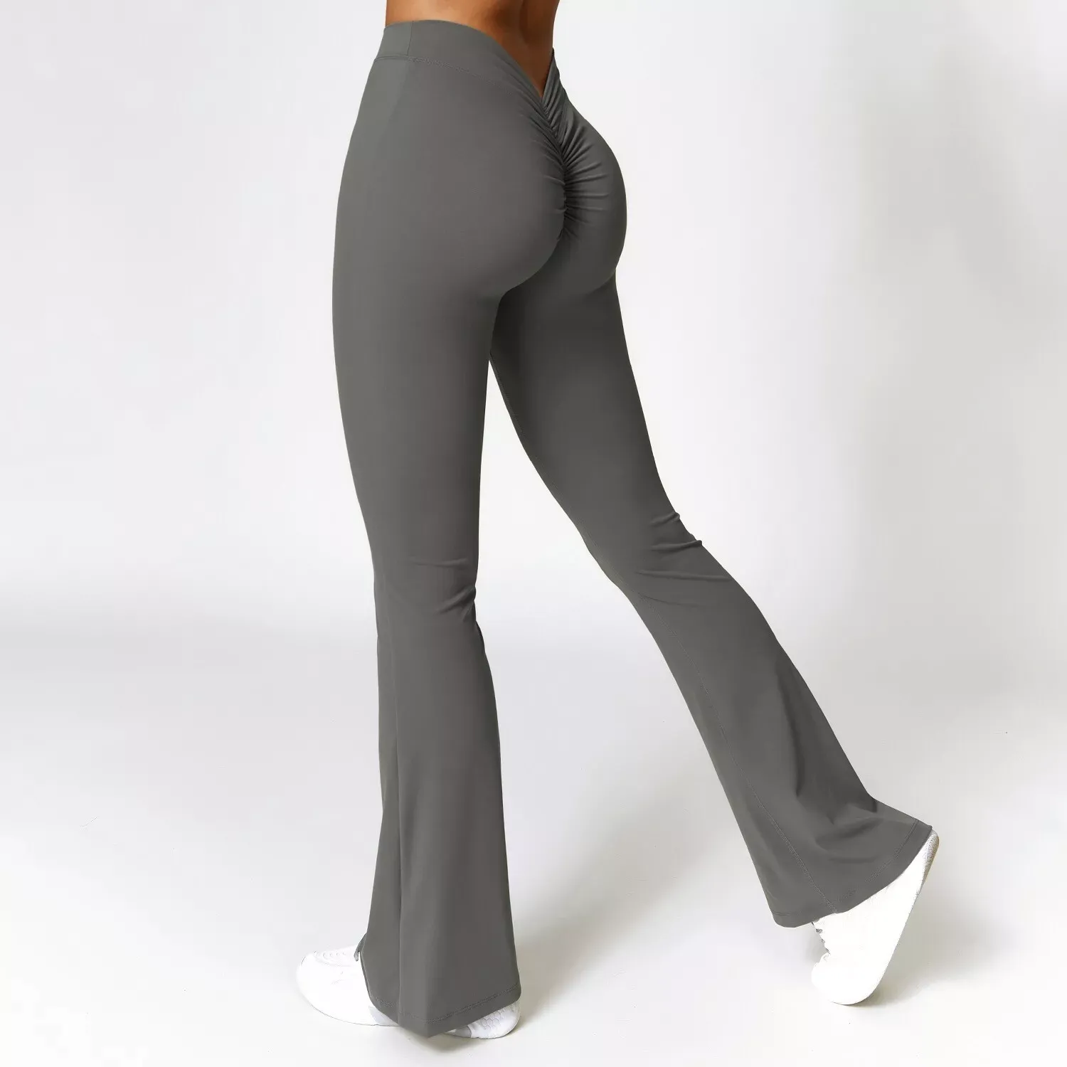 Women V Cut High Waist Stretch Flare Leg Boot Cut Yoga Pants Leggings Gym - Image 2