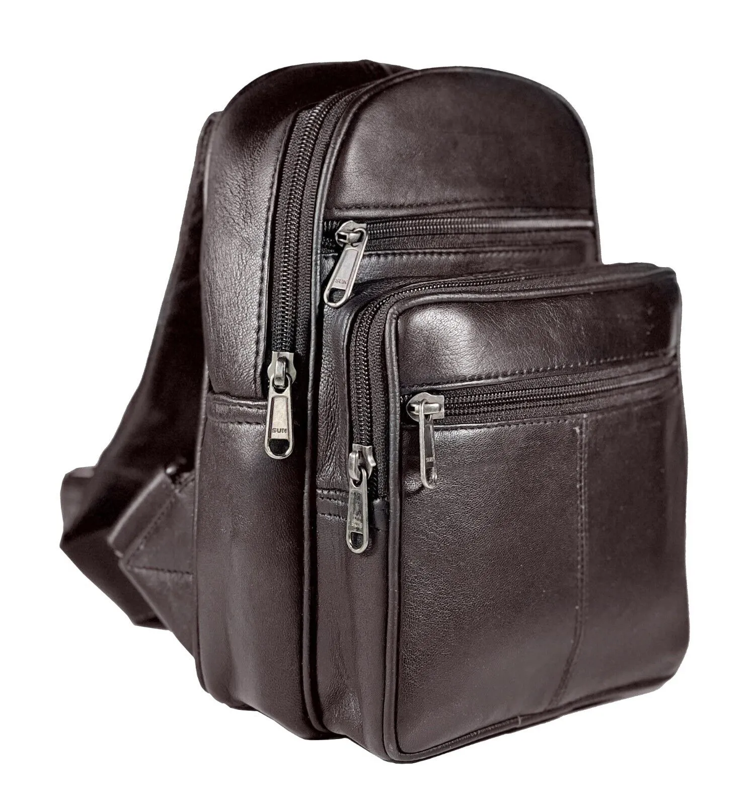 Men's Sling Backpack Genuine Leather Chest bag Crossbody Bag Shoulder Bag