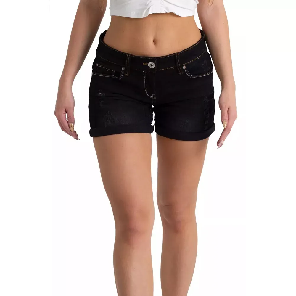 Womens Stretchy Ripped Denim Boyfriend Shorts - Casual Hot Pants Various Sizes - Image 3