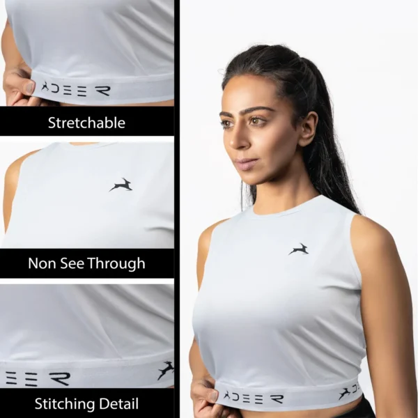Crop Top Workout Shirts: Ideal for Yoga, Running, and Gym - Women's and Girls - Image 2