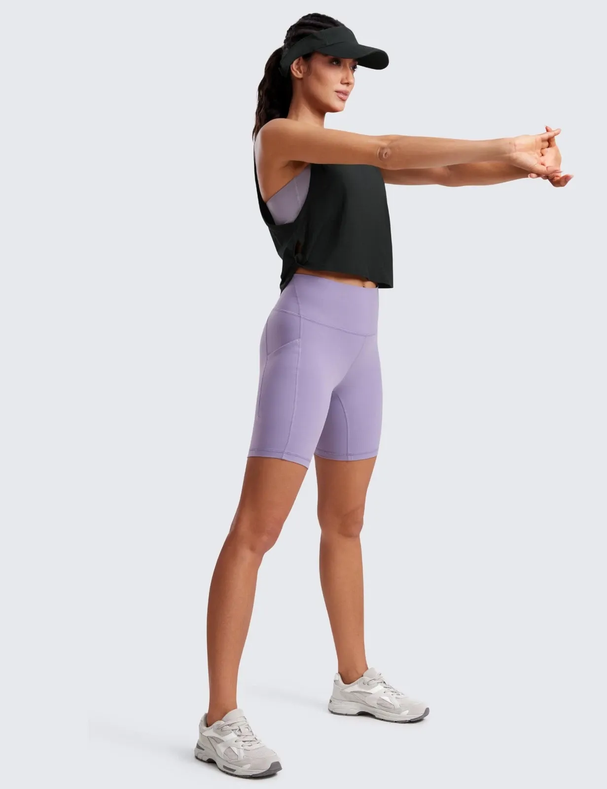 Cropped Workout Tank Tops for Women - Black Sleeveless Gym Shirts - Image 2