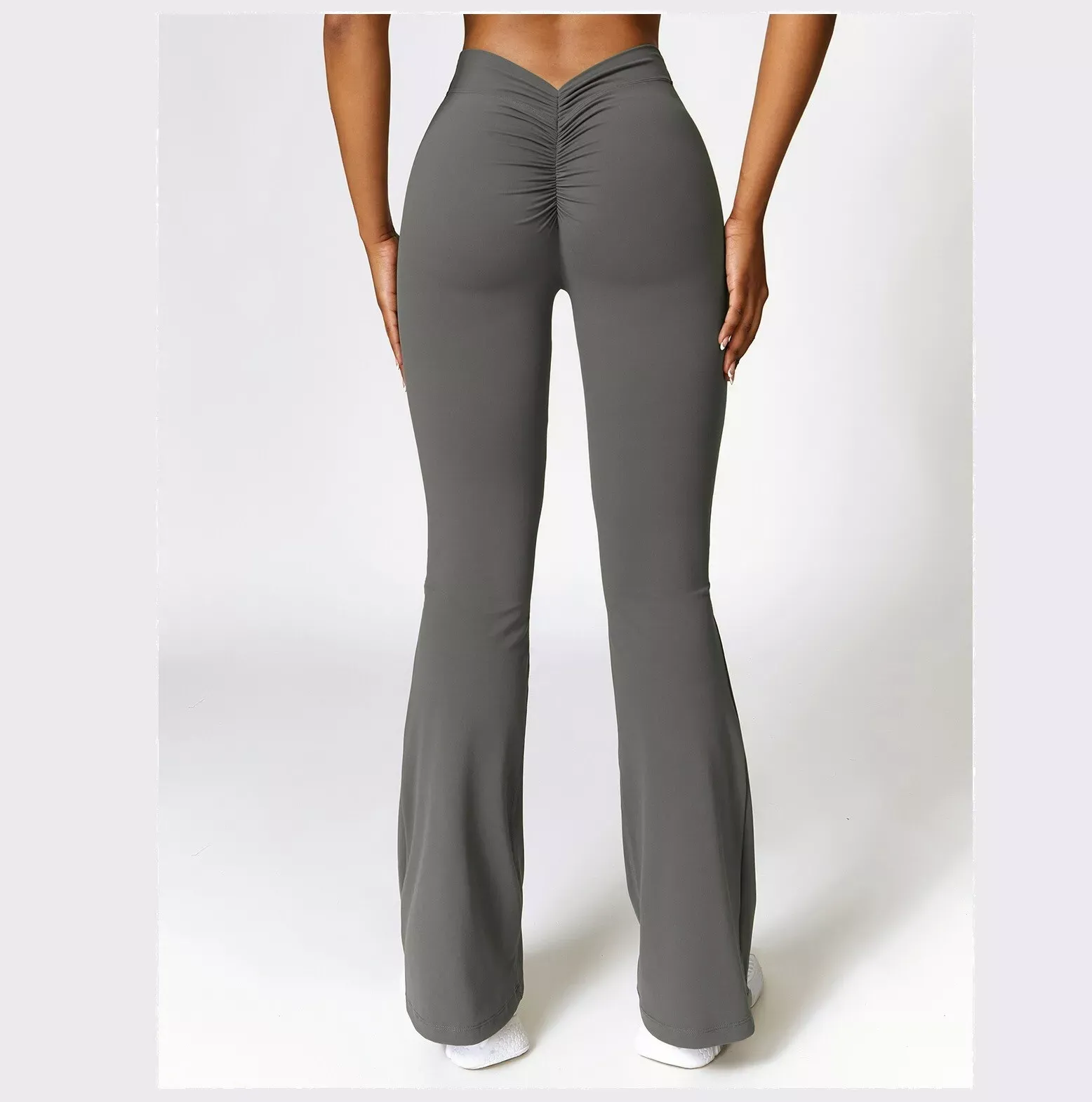 Women V Cut High Waist Stretch Flare Leg Boot Cut Yoga Pants Leggings Gym - Image 6