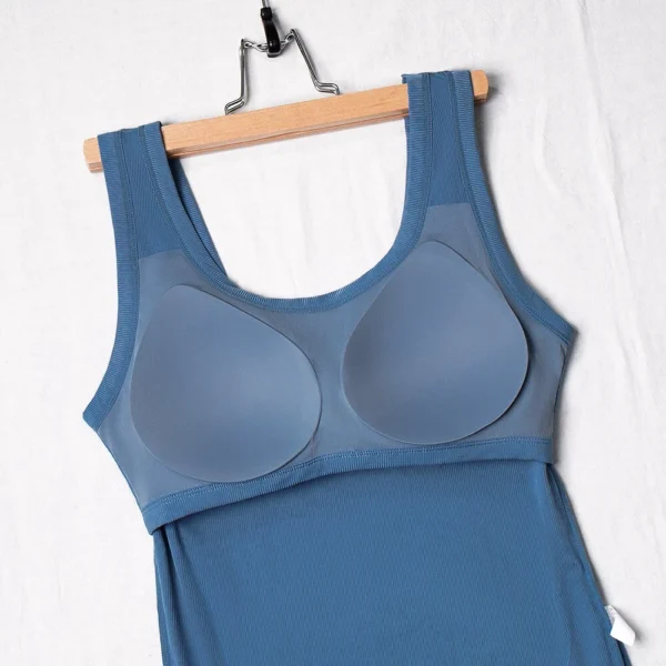 Womens Yoga Racerback Tank Top with Built in Bra Padded Sports Bra Fitness Shirt - Image 9