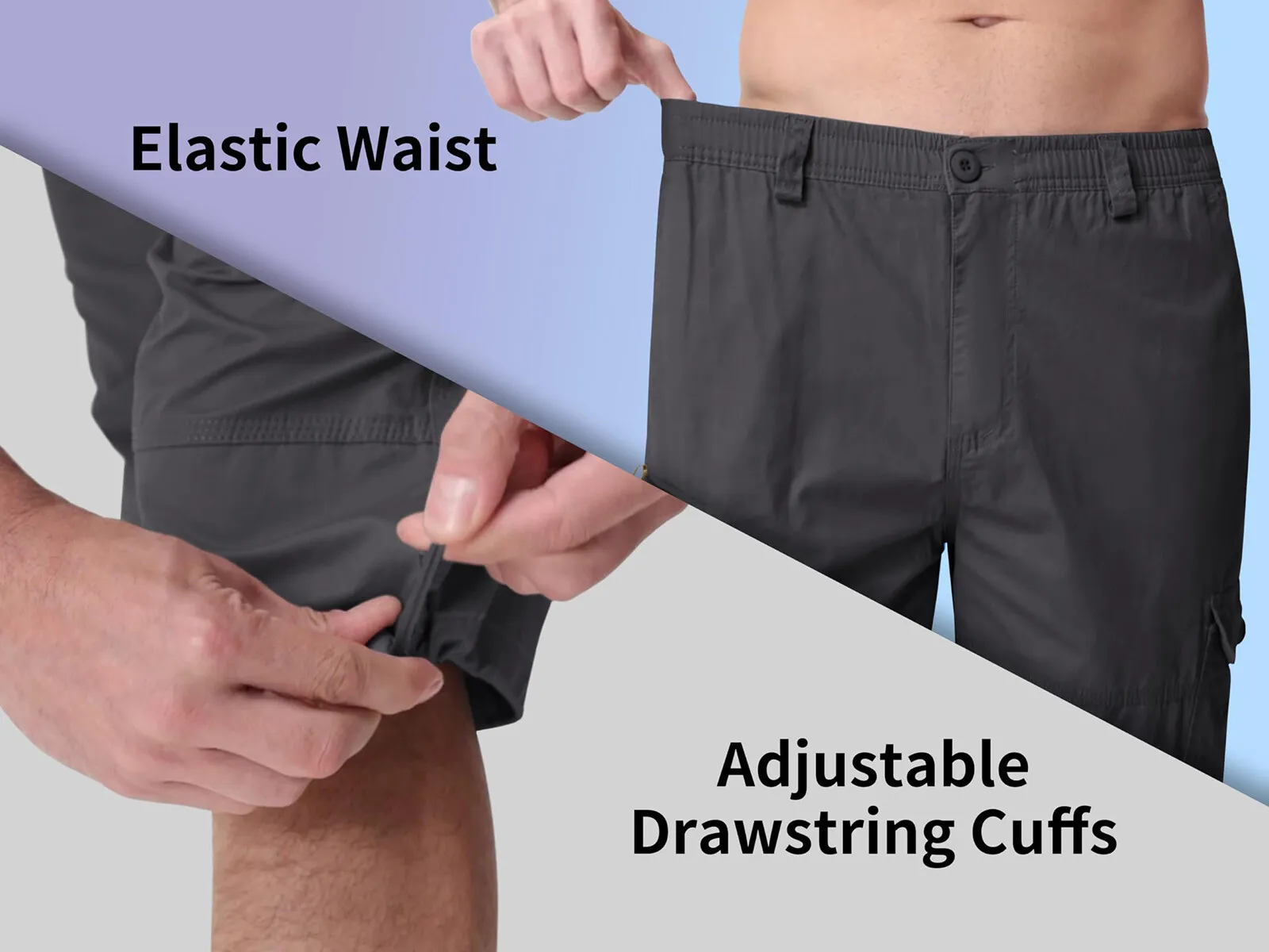 Men's Casual Cotton Cargo Shorts Outdoor Hiking 3/4 Length Below Knee Pants Man - Image 3