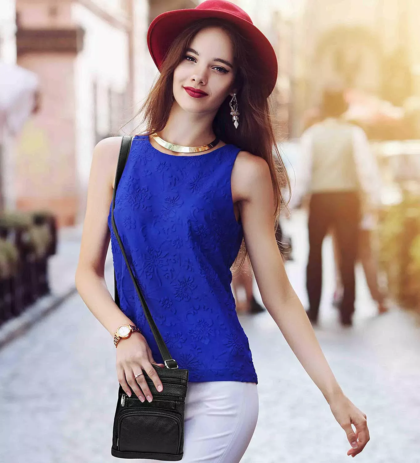 Real Leather Shoulder Bag Handbag Purse Cross Body Organizer Smart Phone Pockets - Image 11