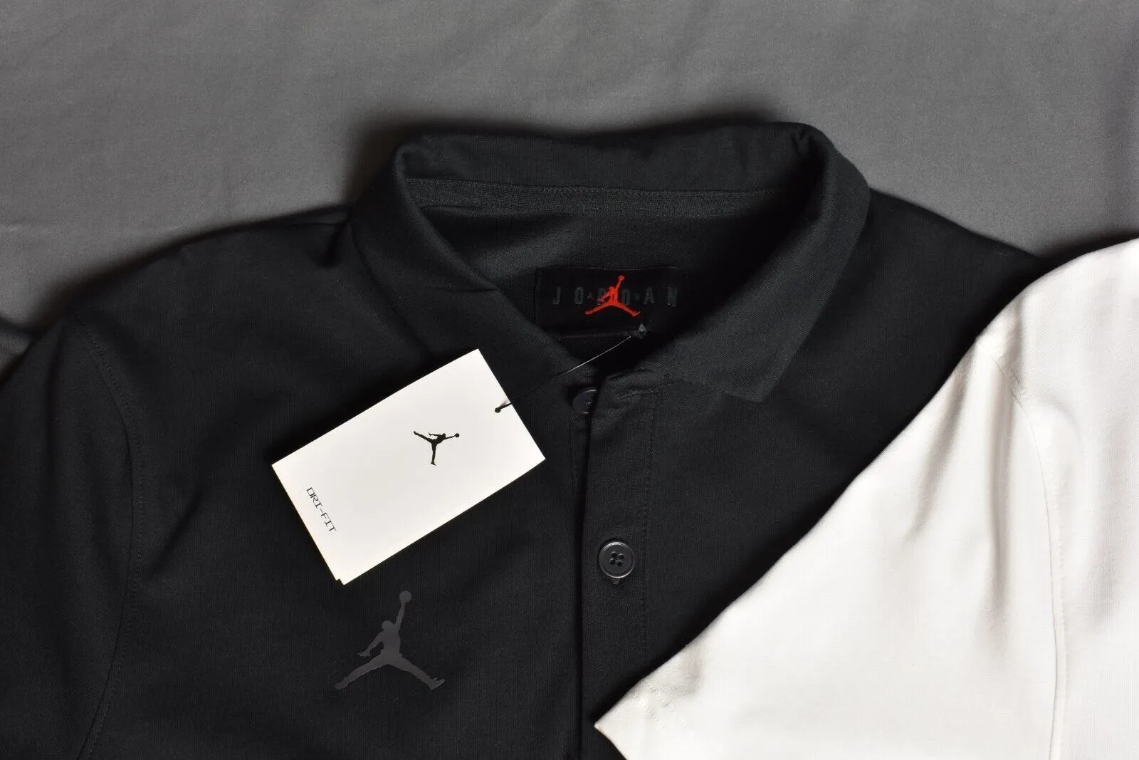 Nike Jordan Men's Polo Shirt – Black, White, or Gray – Jumpman Logo Golf Casual - Image 4
