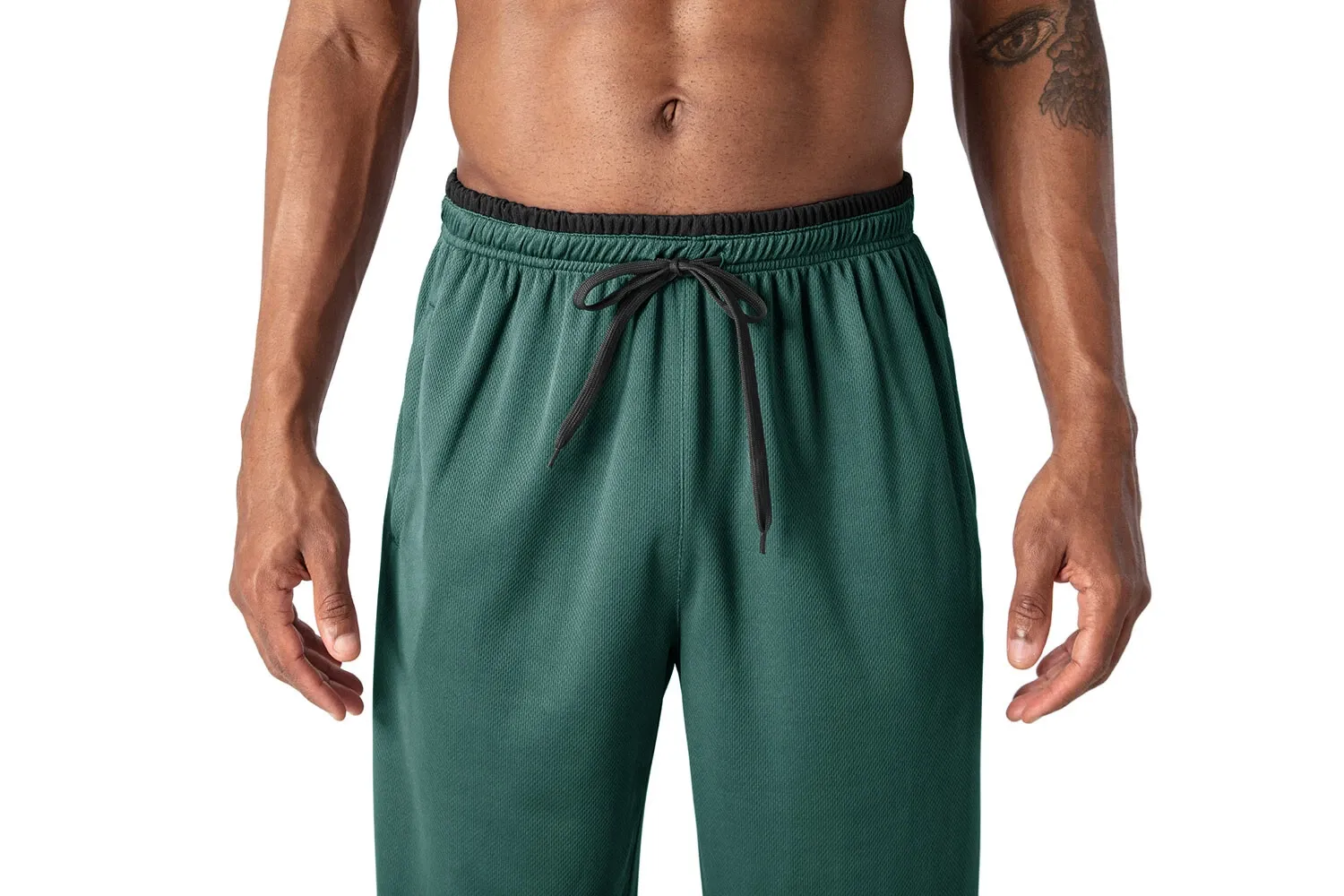 Men's Gym Workout Running Jogging Open Bottom Mesh Jogger Sweat Pants Trousers - Image 4