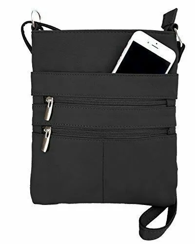 Real Leather Shoulder Bag Purse Cross Body Organizer Purse Smart Phone Pocket - Image 9