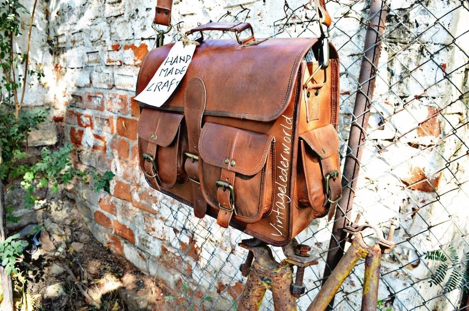 Leather Bag Laptop Genuine Messenger Vintage Men's Briefcase Satchel Brown New - Image 6