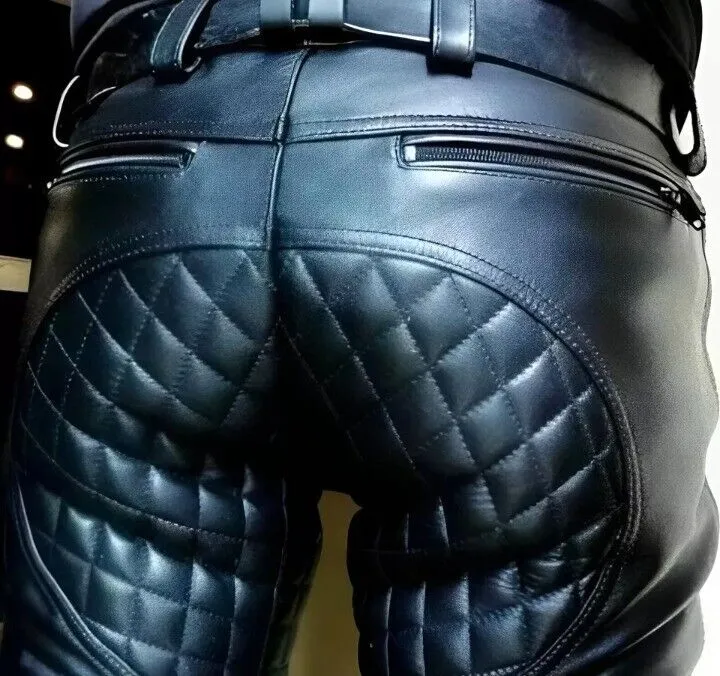 Men's Real Leather Pant Kink Punk Jeans BLUF Trousers Pants Breeches Bikers Cuir - Image 3