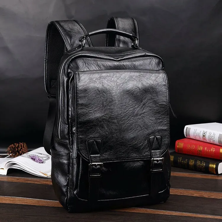 Men's Leather Backpack Shoulder Bag Weekender Travel Laptop Notebook School Bags