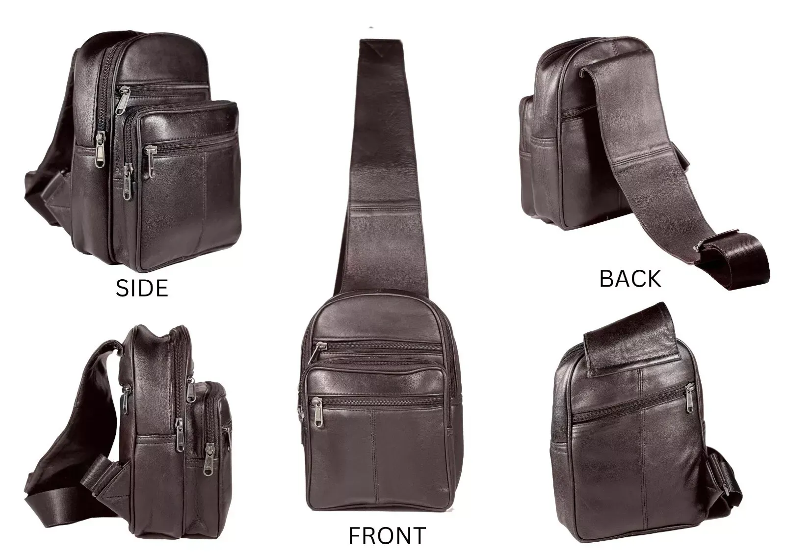 Men's Sling Backpack Genuine Leather Chest bag Crossbody Bag Shoulder Bag - Image 5