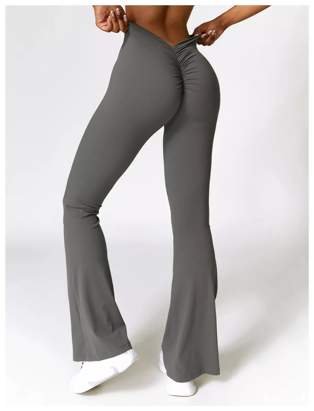 Women V Cut High Waist Stretch Flare Leg Boot Cut Yoga Pants Leggings Gym - Image 5
