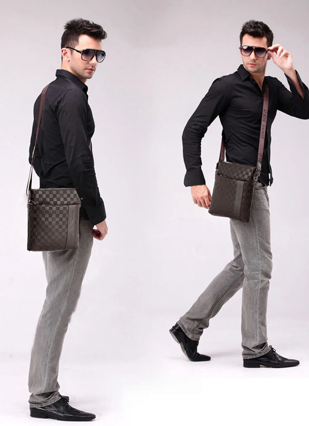 Men's Leather Crossbody Messenger Shoulder Bags Handbag Satchel Casual Day Bag - Image 9
