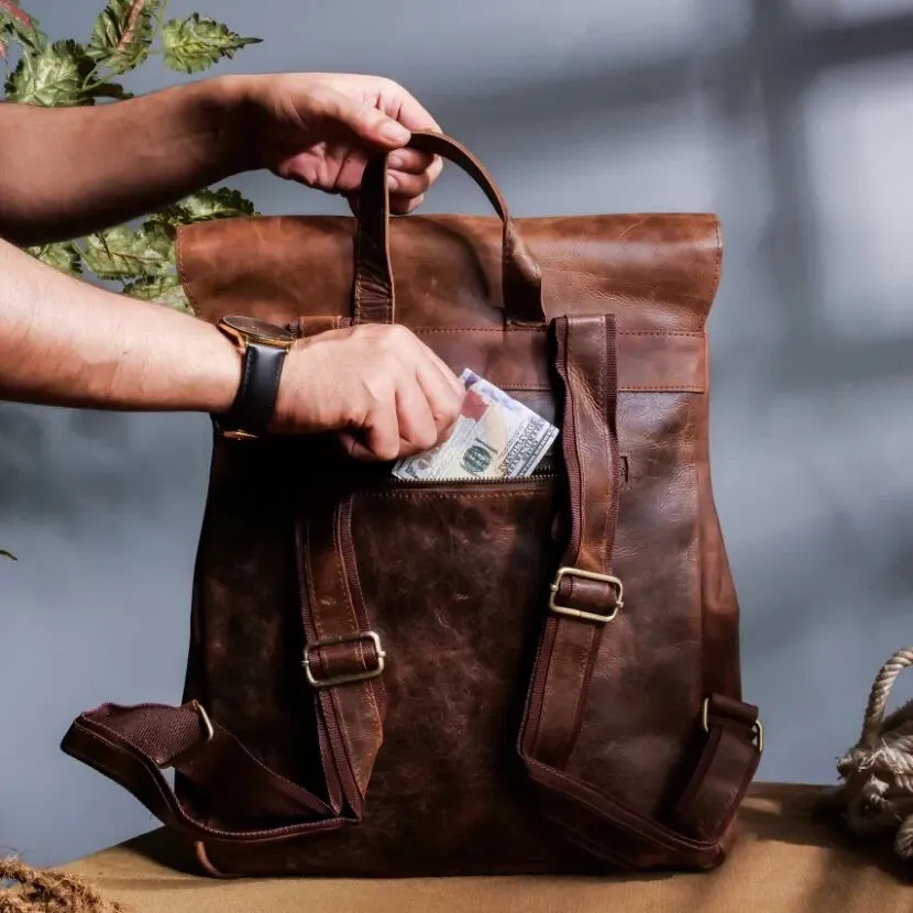 Nomad Vintage Leather Backpack - Image 8