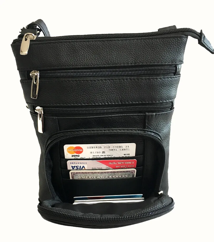 Real Leather Shoulder Bag Handbag Purse Cross Body Organizer Smart Phone Pockets - Image 6