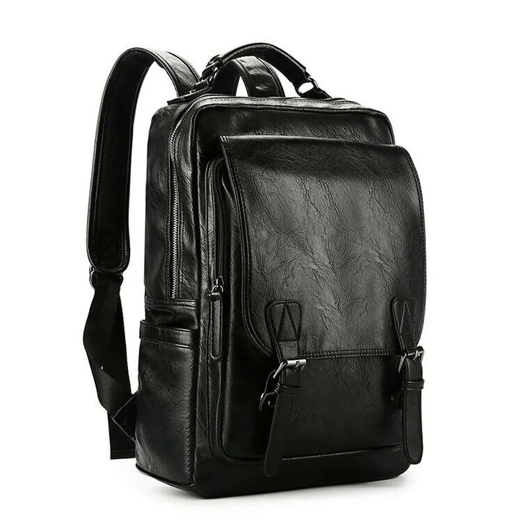 Men's Leather Backpack Shoulder Bag Weekender Travel Laptop Notebook School Bags - Image 6