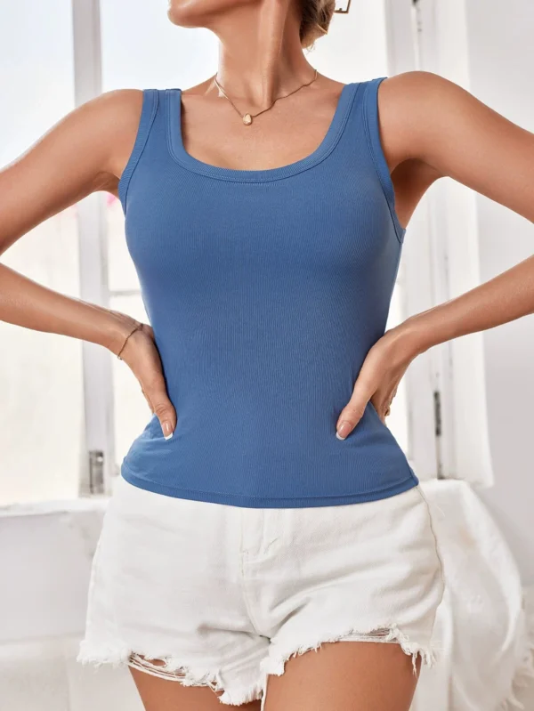 Womens Yoga Racerback Tank Top with Built in Bra Padded Sports Bra Fitness Shirt - Image 4