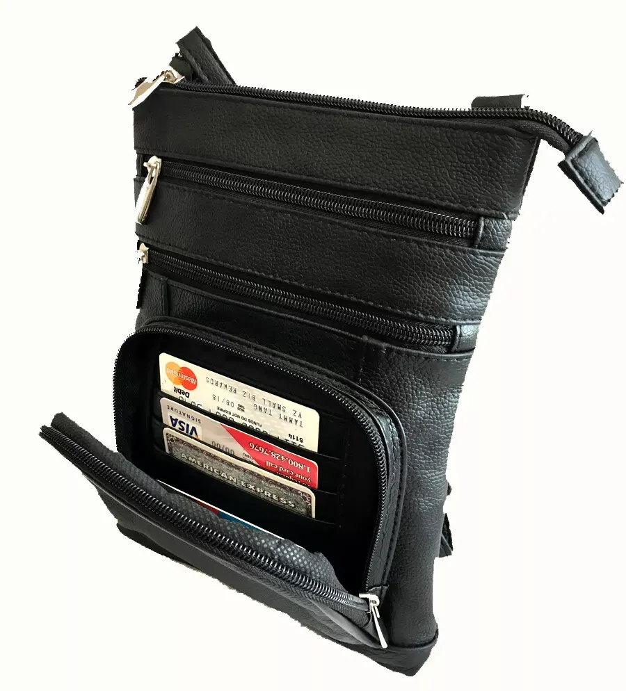 Real Leather Shoulder Bag Handbag Purse Cross Body Organizer Smart Phone Pockets - Image 7