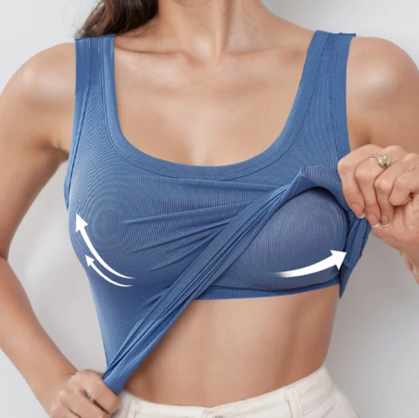 Womens Yoga Racerback Tank Top with Built in Bra Padded Sports Bra Fitness Shirt