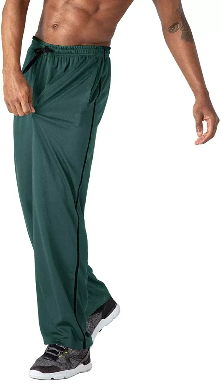 Men's Gym Workout Running Jogging Open Bottom Mesh Jogger Sweat Pants Trousers - Image 9