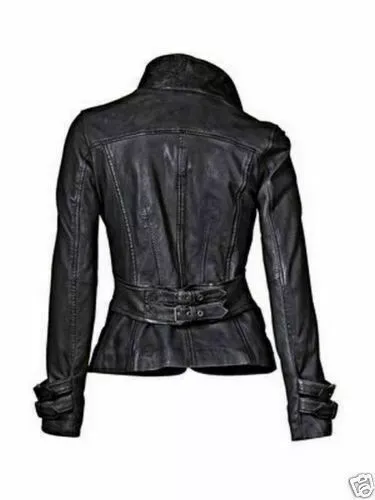 New Women's Biker Genuine Lambskin Soft Leather Motorcycle Slim fit Biker Jacket - Image 6